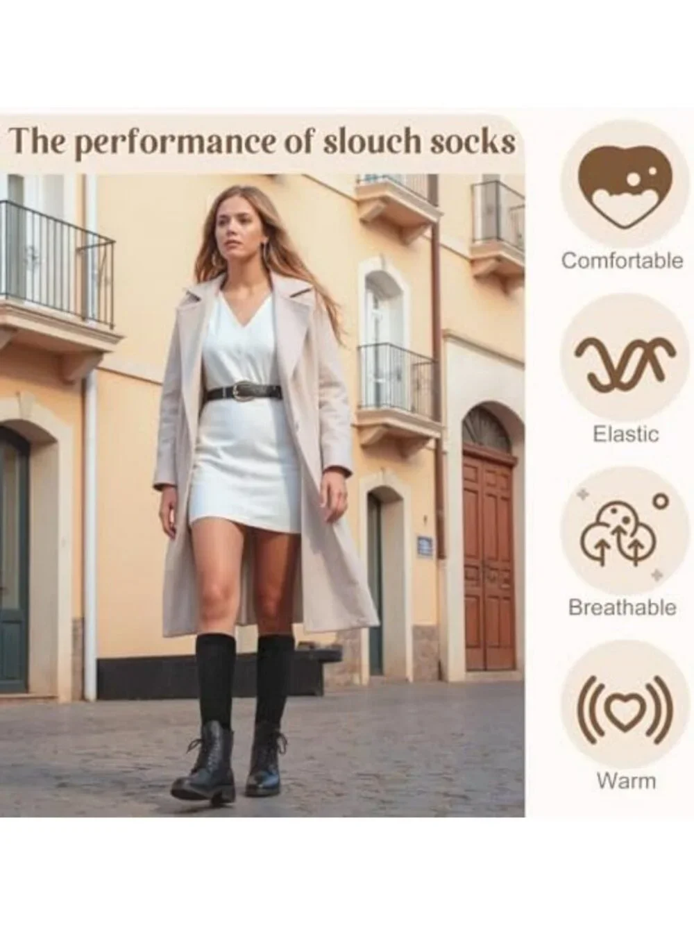 Cozy 5 Pairs Slouchy Crew Socks for Women - Long Scrunch Boot Socks Set